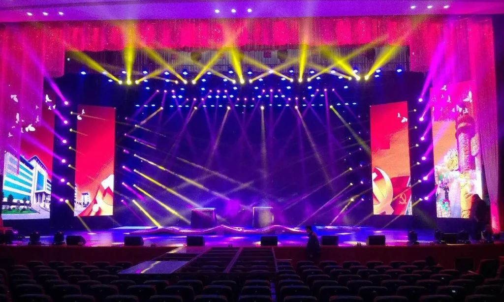 "Illustration of LED screens and sound systems enhancing event experiences at Explore Nepal Extravaganza.
