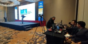 HD LED screen setup at Cyber Connect 2024 by Flyup Technology.